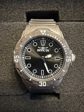 Invicta Black Dial Mens 35mm Sport Watch with Silver Accents